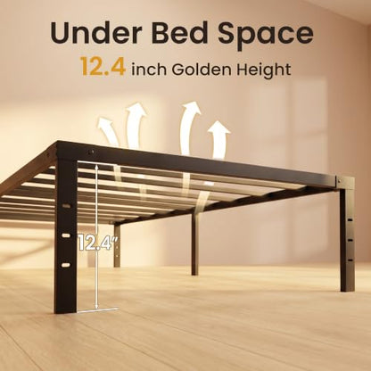 14" Twin Platform Bed Frame, No Box Spring Needed, Apartment, Black, view 6