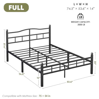 14 Inch Full Bed Frame with Headboard and Footboard, view 3
