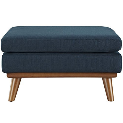 Engage Mid-Century Modern Upholstered Fabric Ottoman in Azure