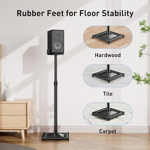 Universal Speaker Stands for Surround Sound -Height Adjustable Extend 33.3”to, view 6