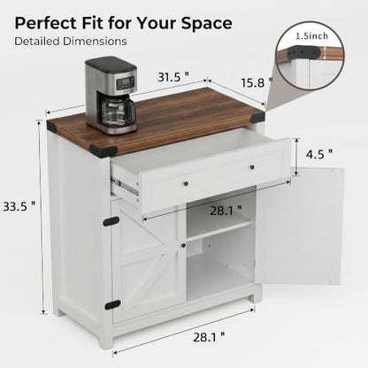 Kitchen Storage Coffee Bar Accent Cabinet, White&Brown, 1PCS, view 3
