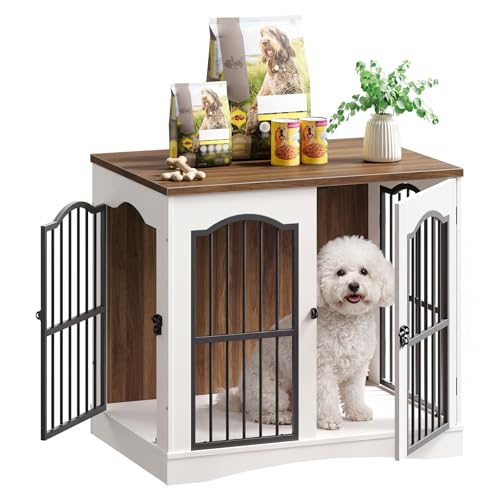 26.8" Wooden Dog Crate Furniture, Heavy Duty Dog Crate Indoor with 3 Doors, view 2