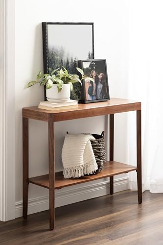 Talcott Modern Rectangle Wood Console Table; 36 x 14 x 33; Walnut Brown; Transitional Decorative Two-Tier Entryway Table for Use as a Behind Couch Table or a Bedroom Accent