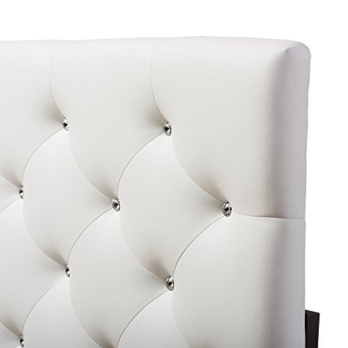 Viviana Modern & Contemporary Faux Leather Upholstered Button Tufted Headboard, Queen, White