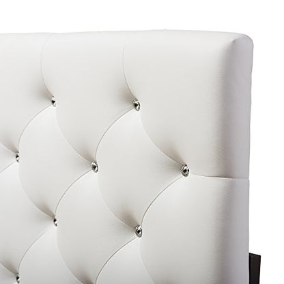 Viviana Modern & Contemporary Faux Leather Upholstered Button Tufted Headboard, Queen, White