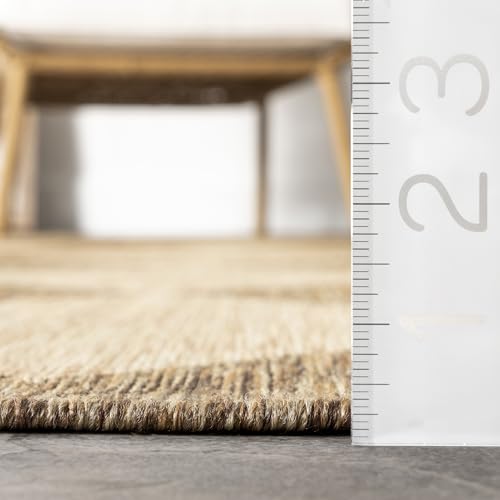 Outdoor Performance Collection Sabina Brown/Ivory, 6'7" Square, Soft, High Traffic, Stain Resistant, Easy Clean, Durable Area Rug for Indoor/Outdoor Patio, Deck, Porch, Garden, Courtyard