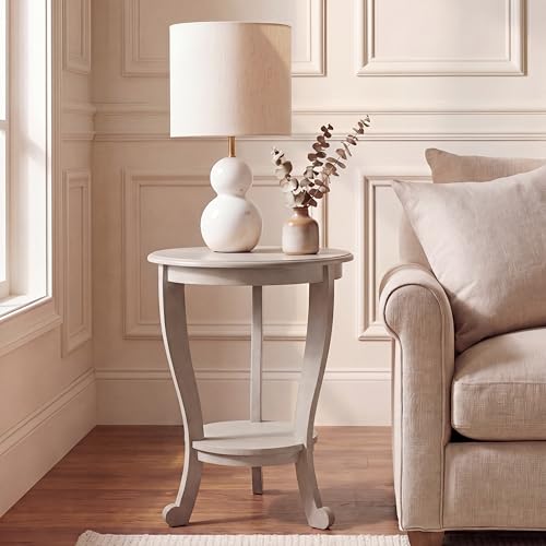 SAFAVIEH Furniture - Mary Pedestal Table - Vintage Grey - Solid Wood - Farmhouse Pedestal Design - Ideal for Living Room, Entryway, Home Office, 18.1" W x 18.1" D x 26" H (AMH5711A)