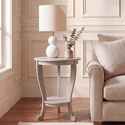 SAFAVIEH Furniture - Mary Pedestal Table - Vintage Grey - Solid Wood - Farmhouse Pedestal Design - Ideal for Living Room, Entryway, Home Office, 18.1" W x 18.1" D x 26" H (AMH5711A)
