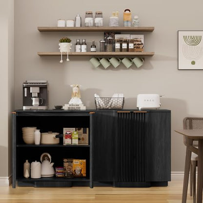 Fluted Buffet Cabinet with Storage, 94.5" Accent Sideboard Credenza, view 8