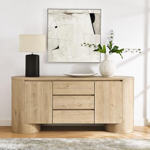 Duval Oval Wood Grain 71 Inch Sideboard with Doors and Drawers in Hickory Frost, view 6
