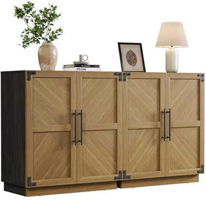 Sideboard Buffet Cabinet with Storage – Large Farmhouse Credenza with Doors & Adjustable Shelves for Living Room, Entryway