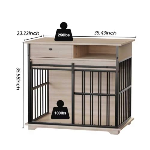 Wooden Dog Crate Furniture for Small Dogs Indoor Kennel End Table Pet Cage, view 4