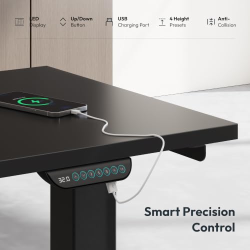Triple Motor L-Shaped Standing Desk, 330 lbs, 71" x 47", Black, view 7