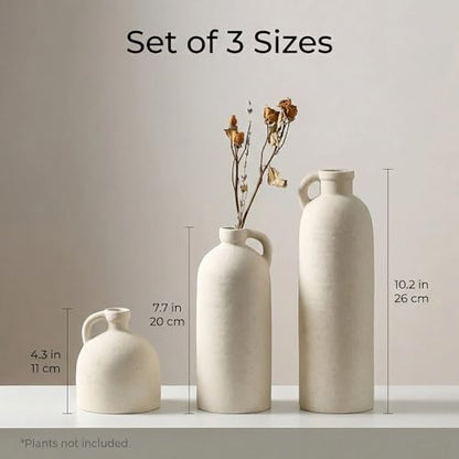 Flower Vase Set of 3, Ceramic Home Decor for Living Room, view 4