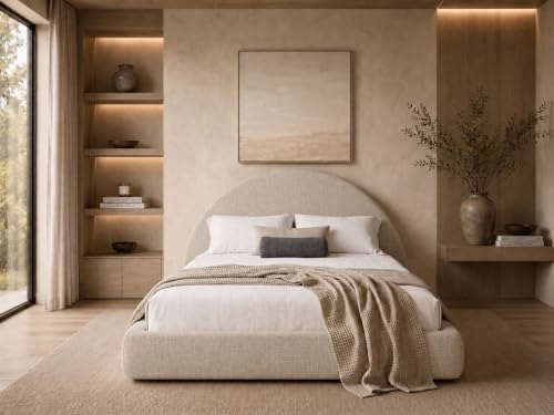 Round Bed – Washable Zip Cover, Upholstered Linen Premium Soft Foam, view 2