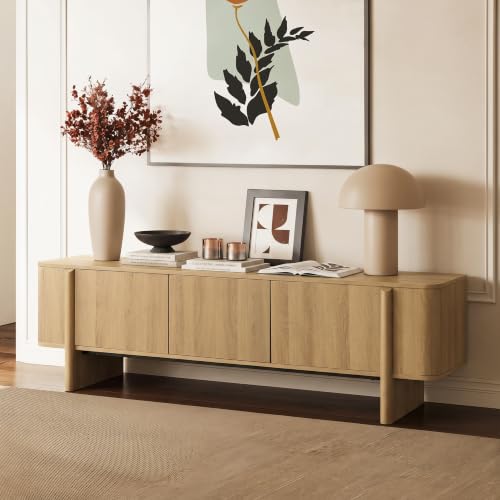 63" Mid-Century Walnut TV Stand Media Console with Storage, view 2