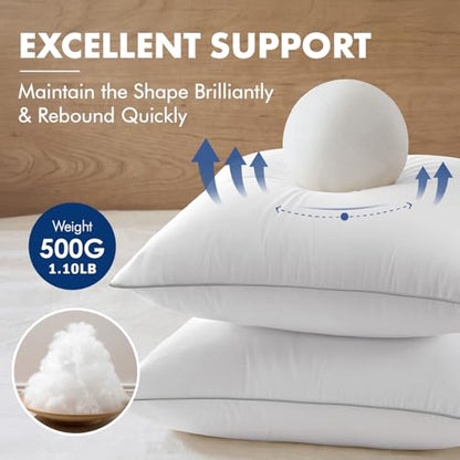 18x18 Inch Pillow Inserts Pack of 2 with 100% Cotton Cover, view 4