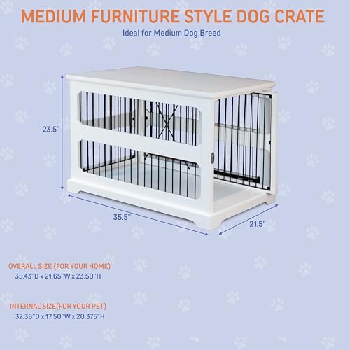 Slide Aside Dog Crate Furniture, Dual Function Side End Table with Sliding Door, view 3