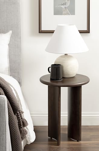 Erys Mid-Century Modern Round Side Table; 16 x 16 x 20; Dark Brown; Transitional Wood End Table for Use as Bedroom Nightstand or Living Room Accent Table