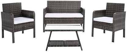 Aboka Grey Brown/White Cushions Outdoor Patio Set, view 2