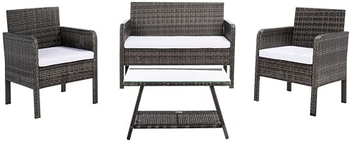 Aboka Grey Brown/White Cushions Outdoor Patio Set, view 2