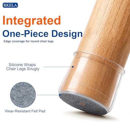 Chair Leg Floor Protectors, 24 Pack Round Furniture Pads for Hardwood Floors, Silicone Chair Leg Caps with Felt Pads, Anti-Scratch Reduce Noise, Fit (1-5/16" to 2")