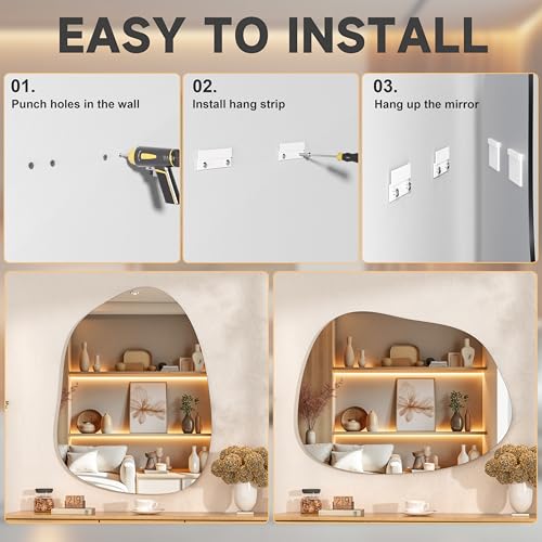 Irregular Wall Mirror - 40"x30" Asymmetrical Frameless Mirror, Modern Decorative Mirrors for Living Room, Entryway, Hallway, Bathroom, Bedroom,Wall Mounted Home Decor