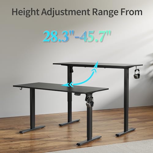 Electric Standing Desk, 48 x 24 Inches Height Adjustable Desk, Sit Stand up for Work Office Home, Ergonomic Rising Computer Table with Memory Preset, Black