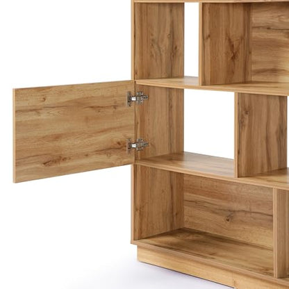 LuxenHome 5 Tier Bookcase, 68" Tall Bookcases with 8 Shelves and 2 Storage Cabinets, Display Bookshelf with Storage, Cube Unit Bookcase with Doors Open Shelf Bookcases for Living Room,Office,Entryway