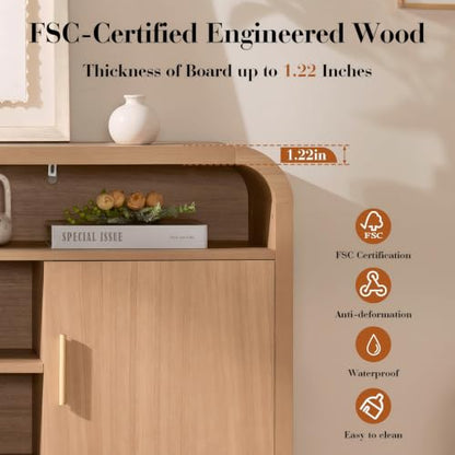 Entertainment Center, Curved TV Stand, FSC-Certified Wood, view 5