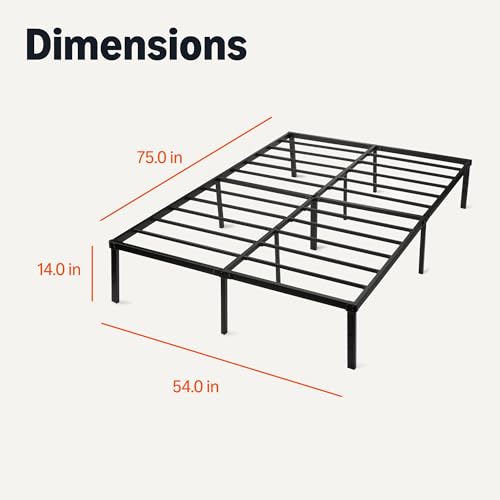 Metal Bed Frame, Non-Foldable Platform Bed, Easy Assembly, Full, 54W x 75L, view 3
