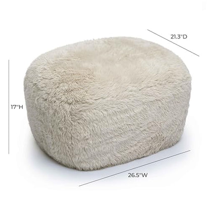 Tov Furniture Britt Natural Vegan Shearling Ottoman