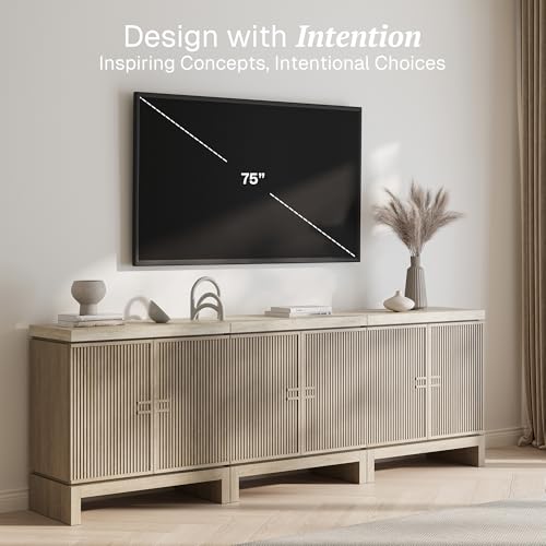 Set of 3 Anton Sideboard Buffet Cabinet - Travertine Greige, view 5