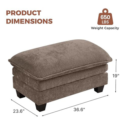 36 INCH Foot Stools Ottoman Chenille Foot Rest Stool Rectangular Upholstered Ottoman Under Desk Footrest for Living Room Bedroom Entryway,Brown