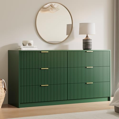Green 6 Drawer Dresser for Bedroom, view 7