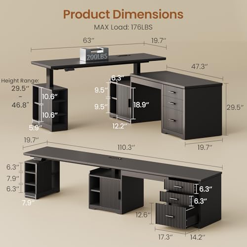 Fluted L Shaped Electric Standing Desk, view 3