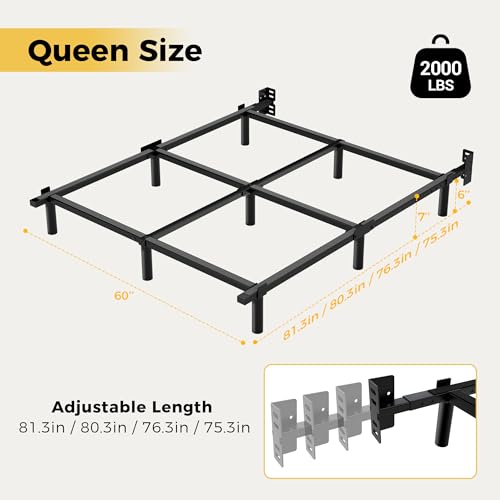 Queen Bed Frame, 7 Inch Heavy Duty Metal Base for Box Spring, 9 Legs, view 3