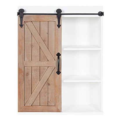 Cates Rustic Wall Cabinet; 22 x 28; White and Rustic Brown; Farmhouse Wall-Mounted Storage Cabinet
