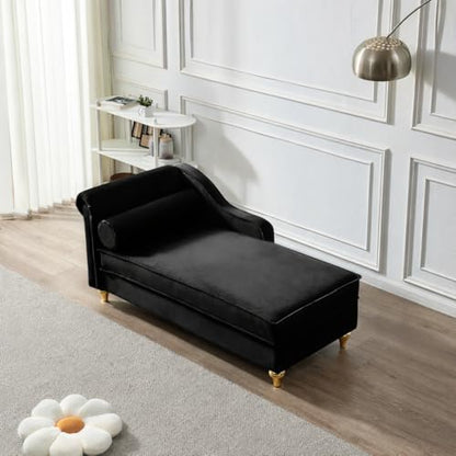 Velvet Chaise Lounge with Storage, Modern Fainting Couch for Living Room, view 2