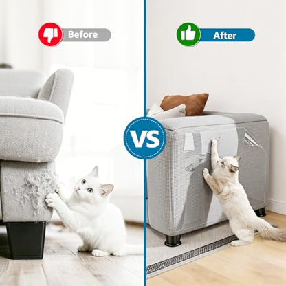 Anti Cat Scratch Furniture Protector – Clear Thicken Vinyl Tape 160"x 12.6", Single-Sided Sticky Couch Protector from Cat Claws, Flexible Guard for Sofa Corner Door Walls Bed Leather