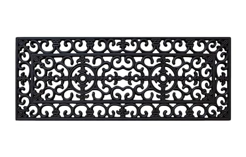 8-LB Heavy Duty Rubber Doormat 18"×48" - Won't Blow Away | Outside Front Door Mat, Mud Dirt Scraper, Non-Slip Drainage Mat for Entryway Patio Garage, All-Weather, 100% Rubber
