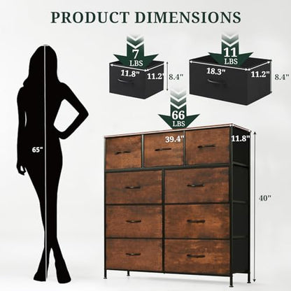 9-Drawer Dresser for Bedroom, Anti-Tip Tall Storage Organizer, view 4