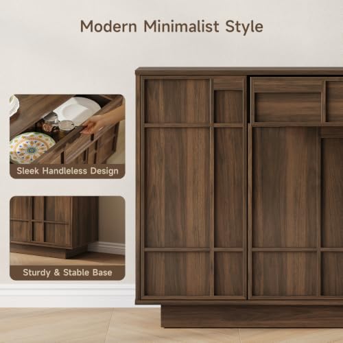 55" Sideboard Buffet Cabinet with Storage Drawer & Built-in Lights, view 4