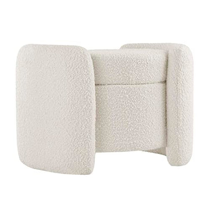 EEI-5561-IVO Nebula Boucle Upholstered Upholstered Ottoman, Ivory