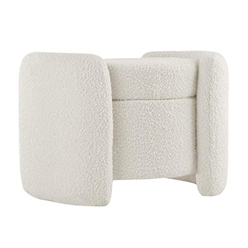 EEI-5561-IVO Nebula Boucle Upholstered Upholstered Ottoman, Ivory