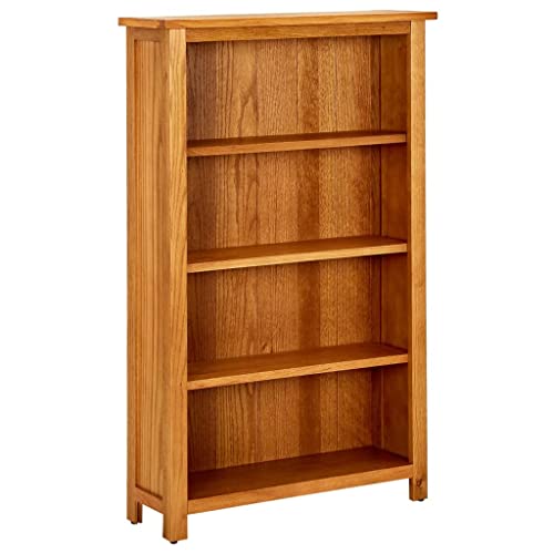 4-Tier Bookcase 27.6"x8.7"x43.3" Solid Oak Wood, view 2
