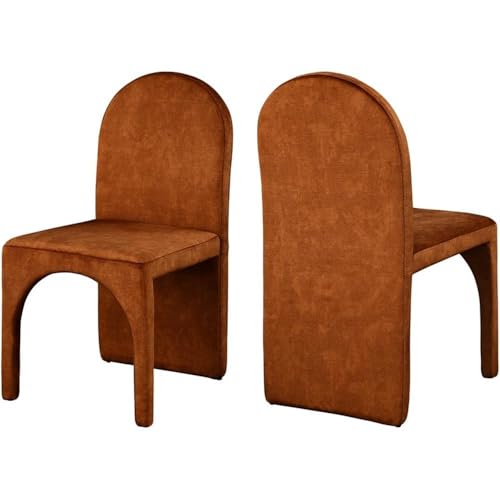 Meridian Furniture 803Cognac-SC Summer Collection Modern | Contemporary Velvet Upholstered Dining Side Chair with Steel Frame, 18.5" W x 22.5" D x 35.5" H, Cognac, Set of 2