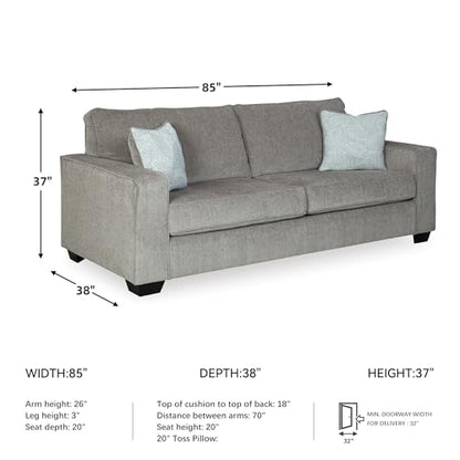 Signature Design by Ashley Altari Sofa, Couches for Living Room with 2 Accent Pillows, Chenille Fabric Upholstery, Anti-Sag Platform Foundation for Daily Use, Alloy Light Gray, 85 Inches