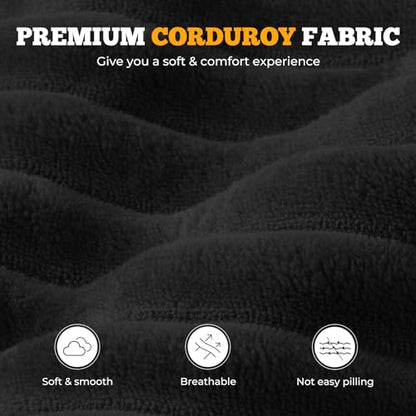 113" Modular Sectional Sofa, Convertible L-Shaped Cloud Couches for Living Room with Ottoman, 4 Seater Corduroy Boneless Couch Sofa Set, No Assembly Required, Black 1 PCS