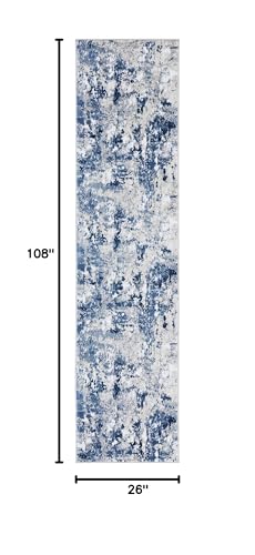 SAFAVIEH Skyler Collection Runner Rug - 2'2" x 9', Grey & Navy, Modern Abstract Design, Non-Shedding & Easy Care, Ideal for High Traffic Areas in Living Room, Bedroom (SKY562M)